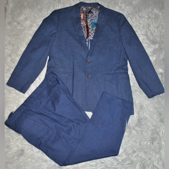 TED BAKER London Blue Wellhot Blazer Jacket 6 (44) Welltro Suit Pants 36R Mens - Picture 1 of 9